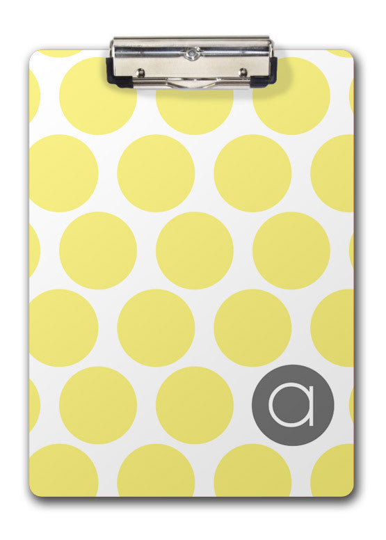 yellow dotty personalized clipboard