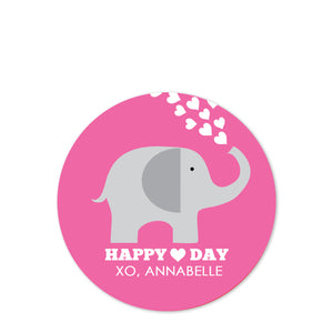 Happy heart day | Elephant, pink with hearts | personalized