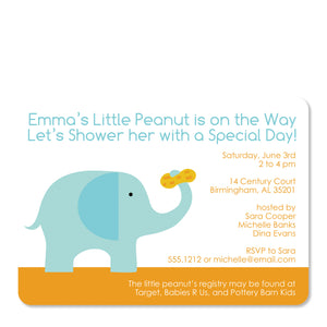 Elephant With Peanut Shower Invitation