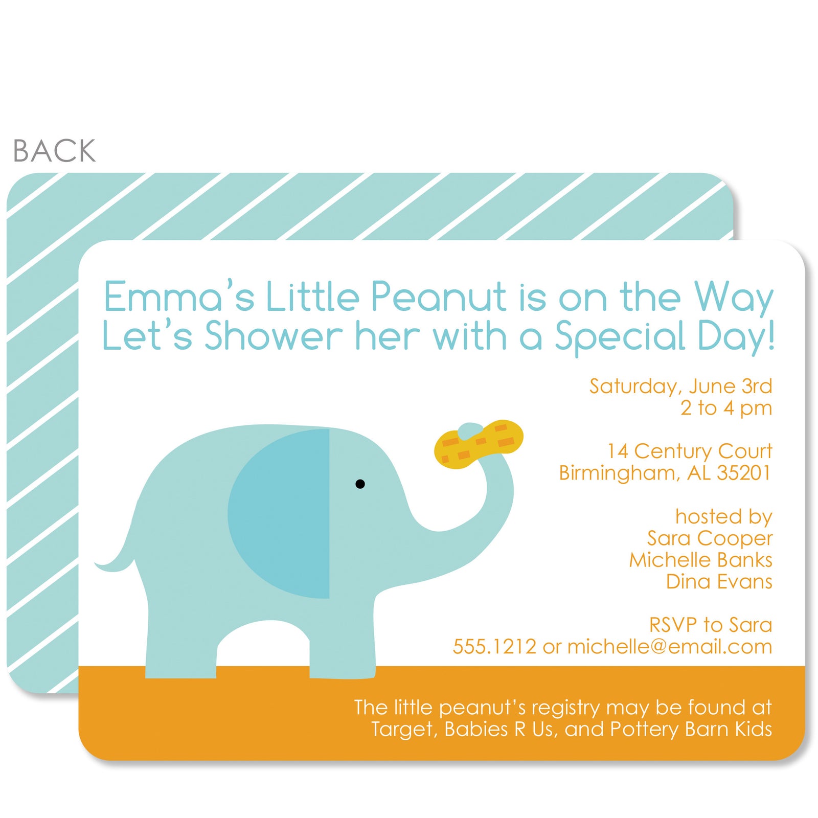 Elephant With Peanut Shower Invitation