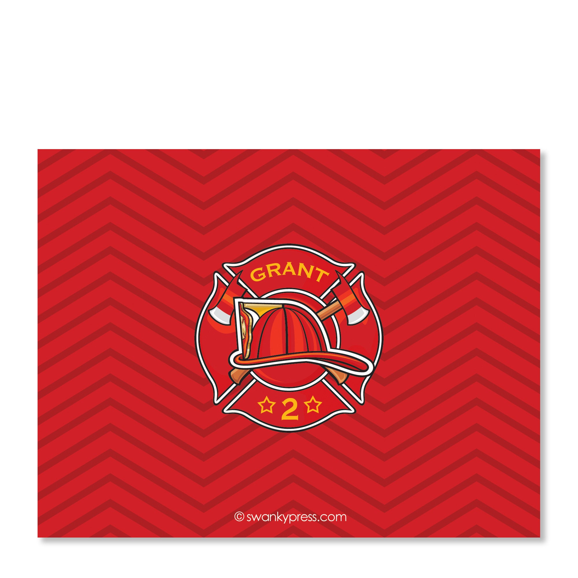 Fire Truck Party Flat Notecard | Swanky Press | Back