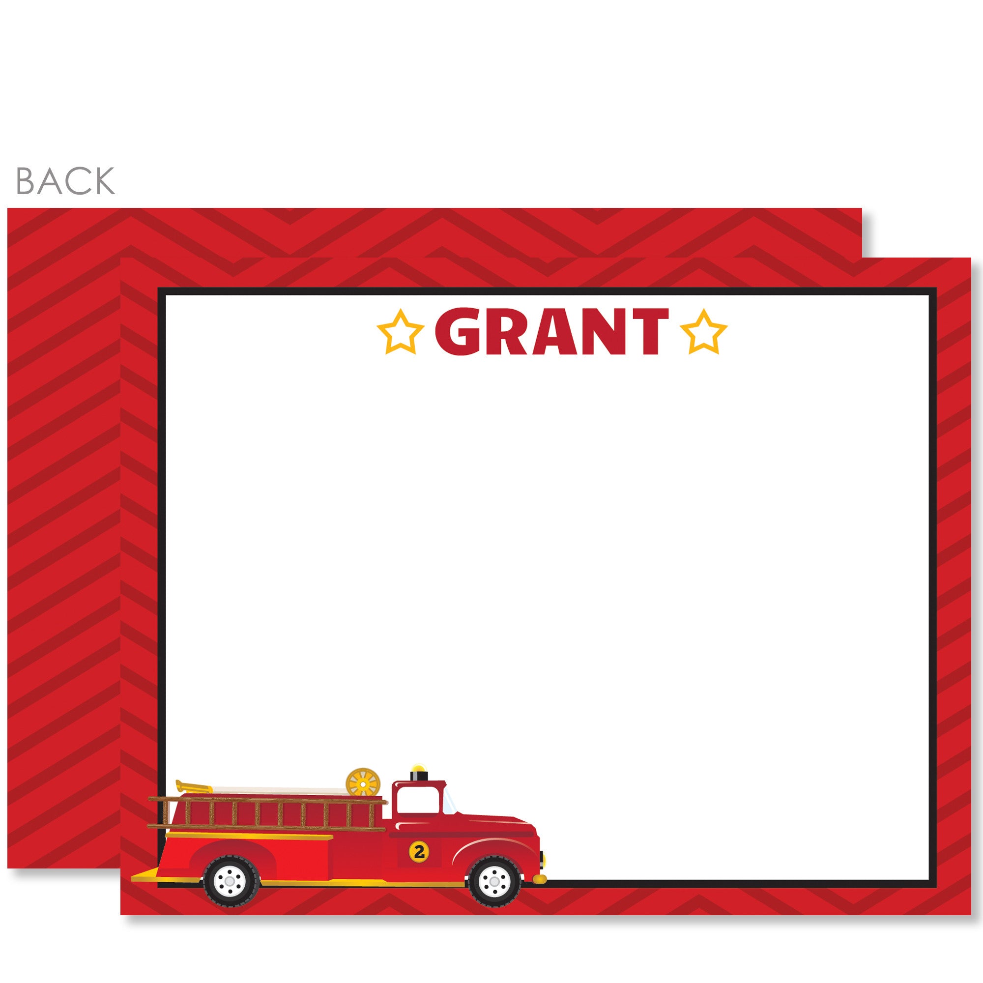 Fire Truck Party Flat Notecard | Swanky Press | Red