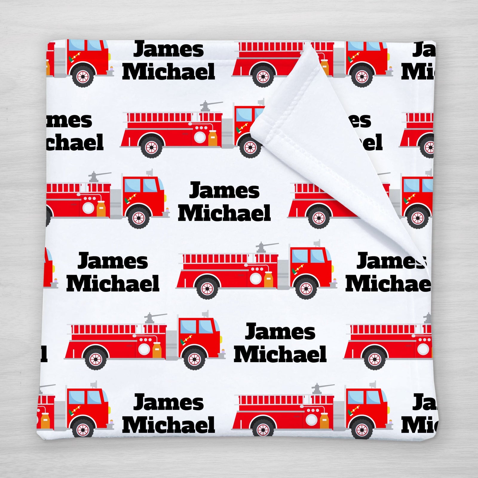 Fire Truck Name Blanket, Personalized Fleece, available in multiple sizes and fabrics, Pipsy.com