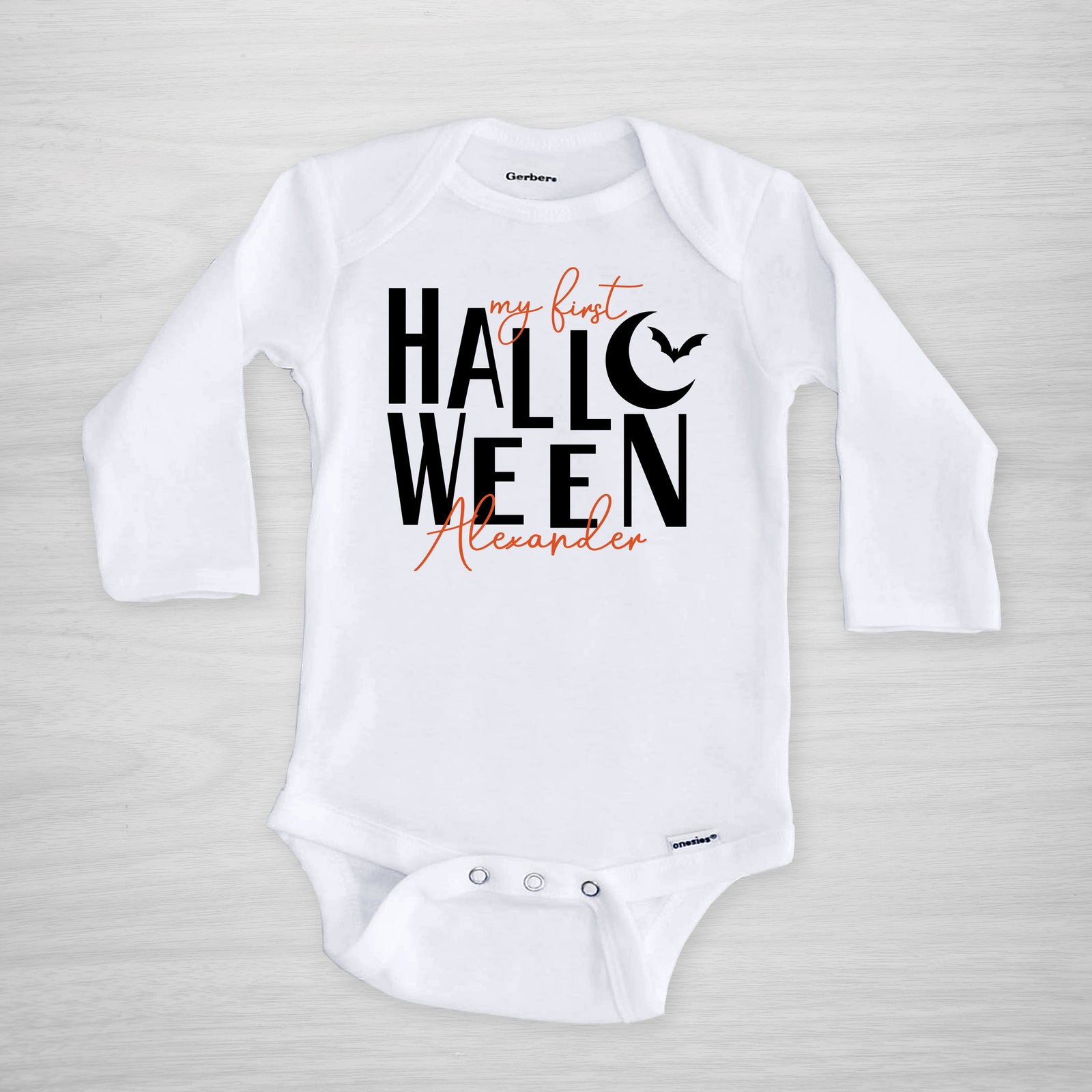 My First Halloween Personalized Gerber Onesie, long sleeved