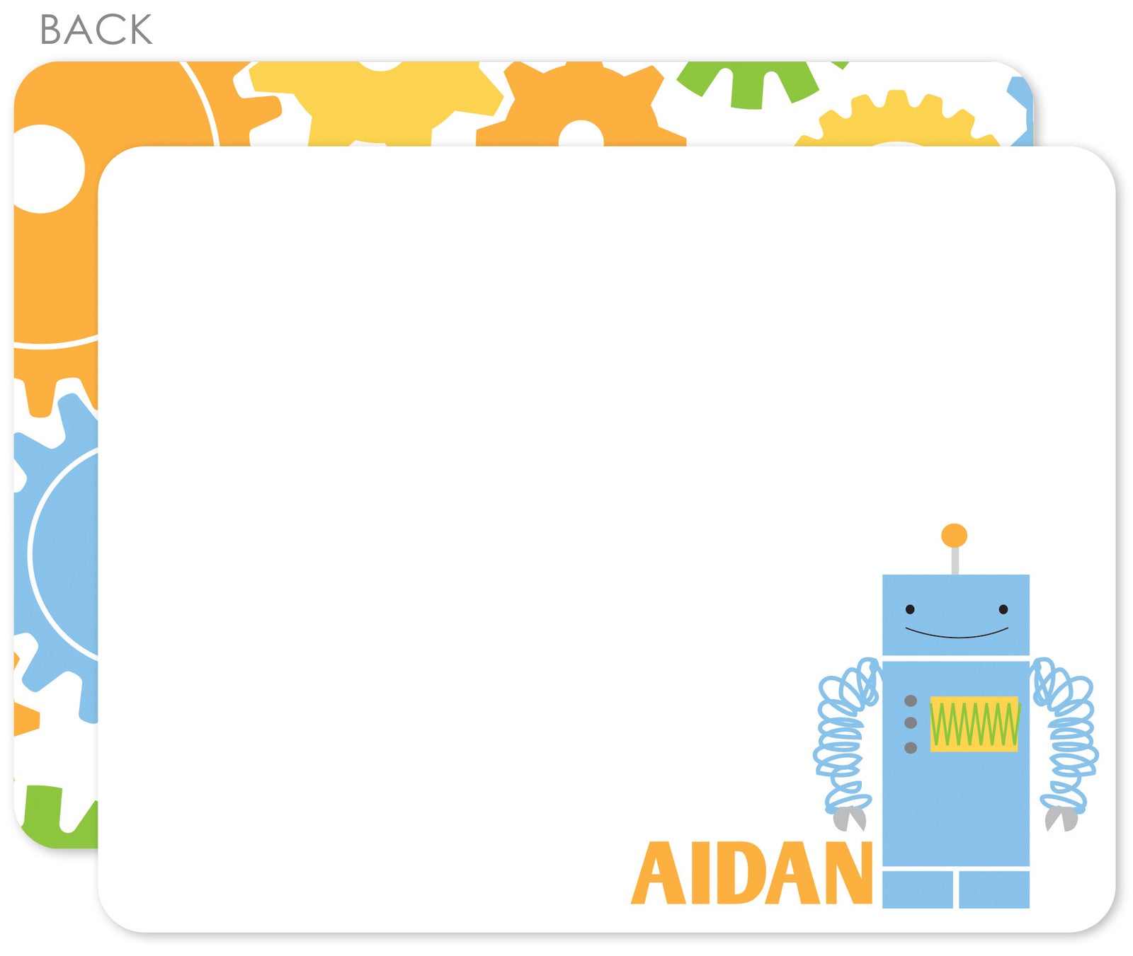 Robot flat notecards by Swanky Press