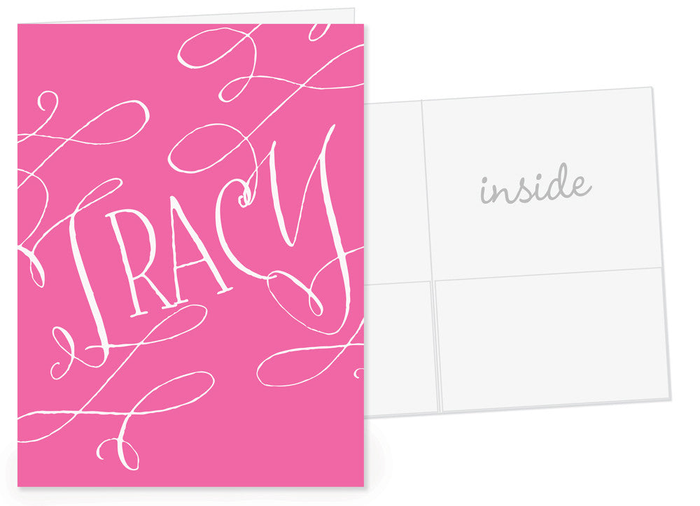 Flourish with name in hot pink pocket folder