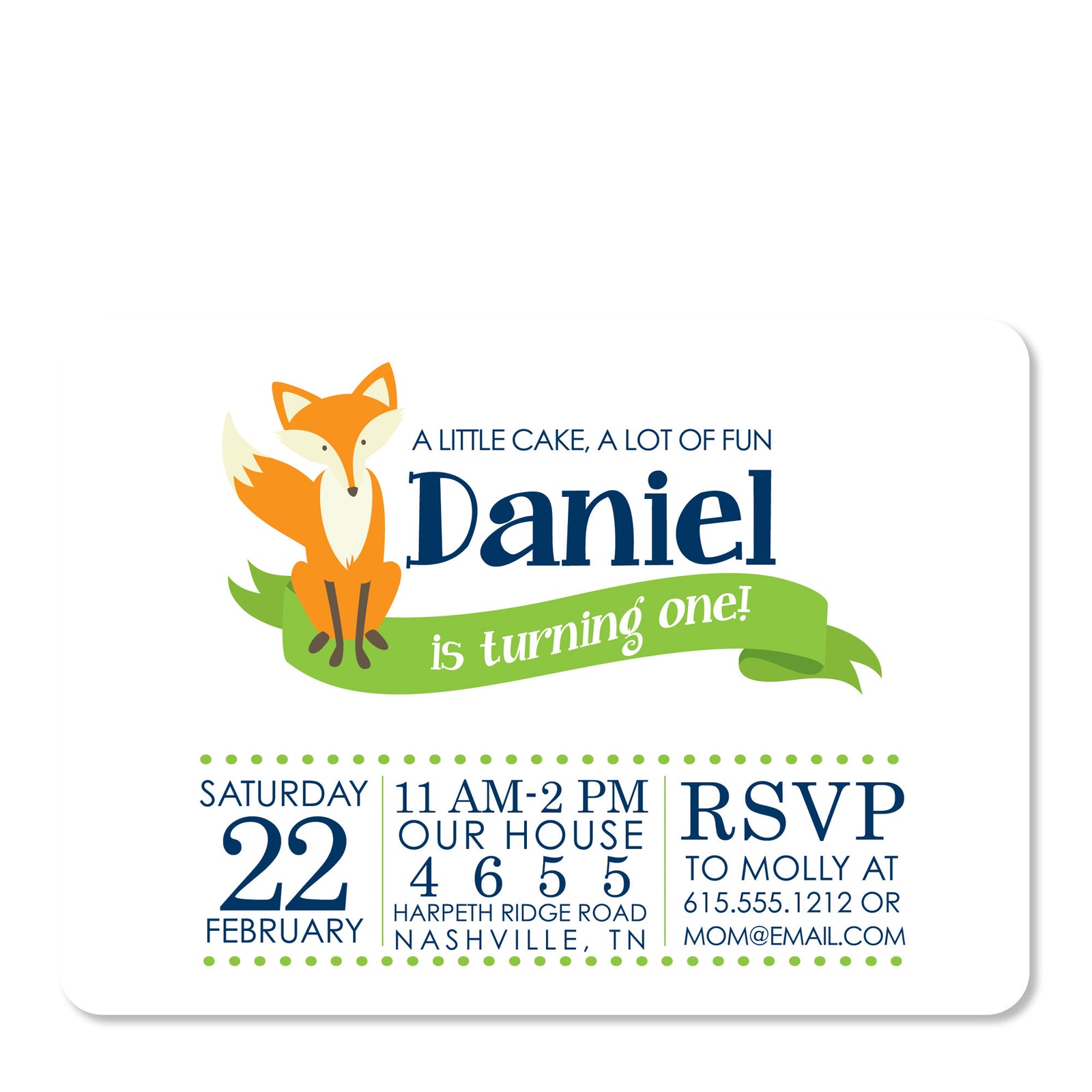 Fox Birthday Invitation | Pipsy.com | Blue