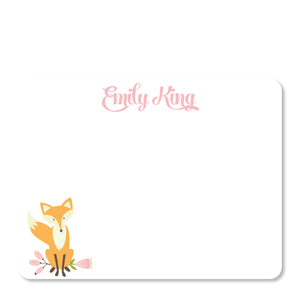 Pink Fox Flat Notecard | Swanky Press | Front
