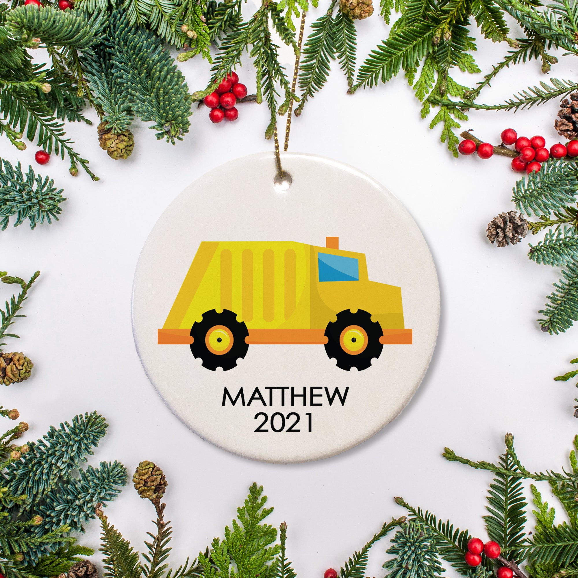 Personalized Christmas Ornament |Garbage Truck Personalized Keepsake Ornament | Pipsy.com