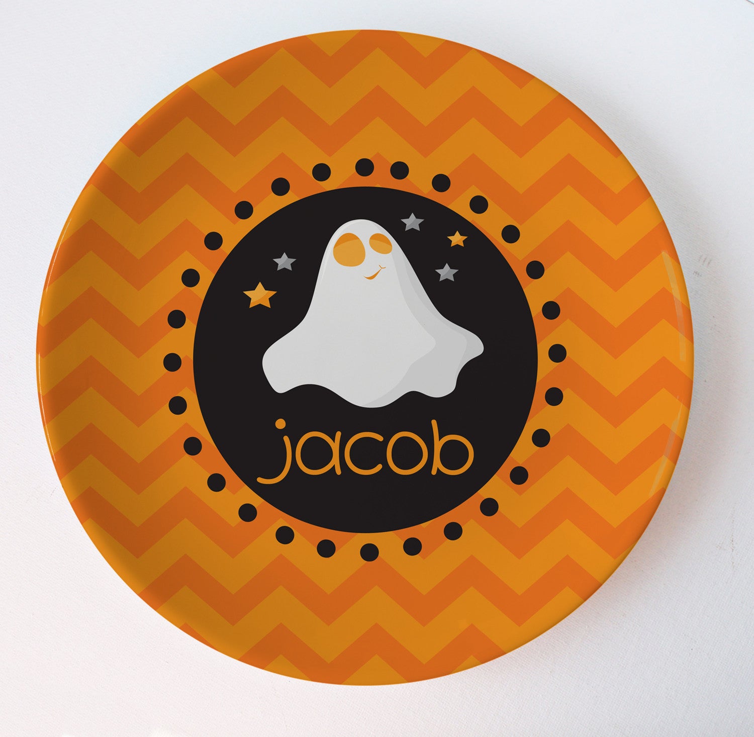 Halloween plate ghost chevron