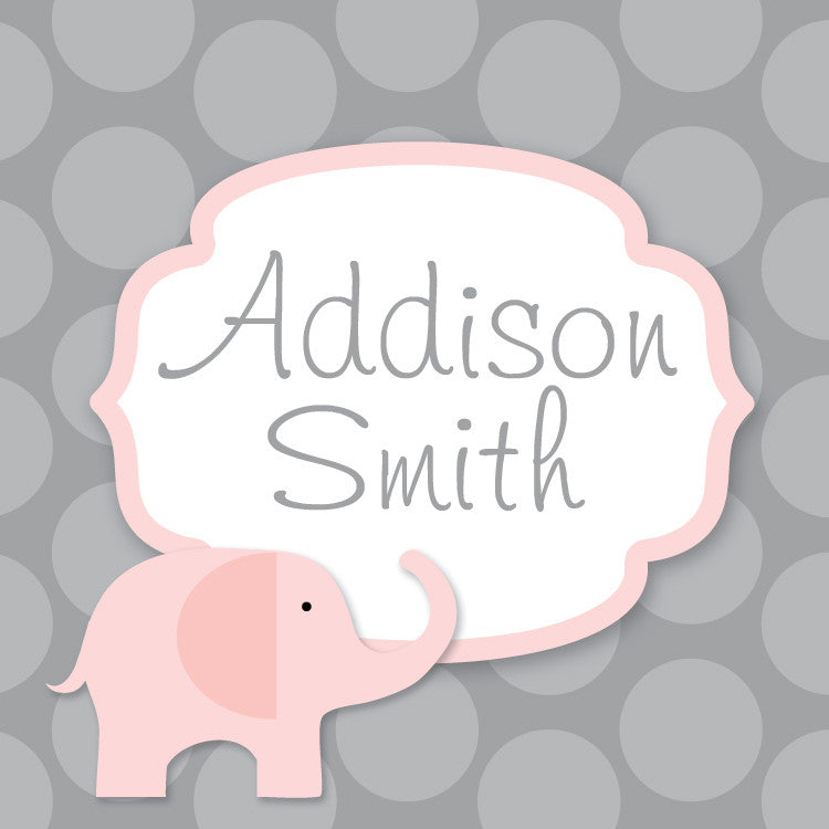 Elephant pink on grey dot sticker