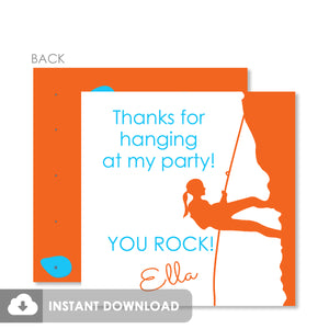 Girl Rock Climbing Birthday Party Favor Tags, Instant Download Templett, PIPSY.COM