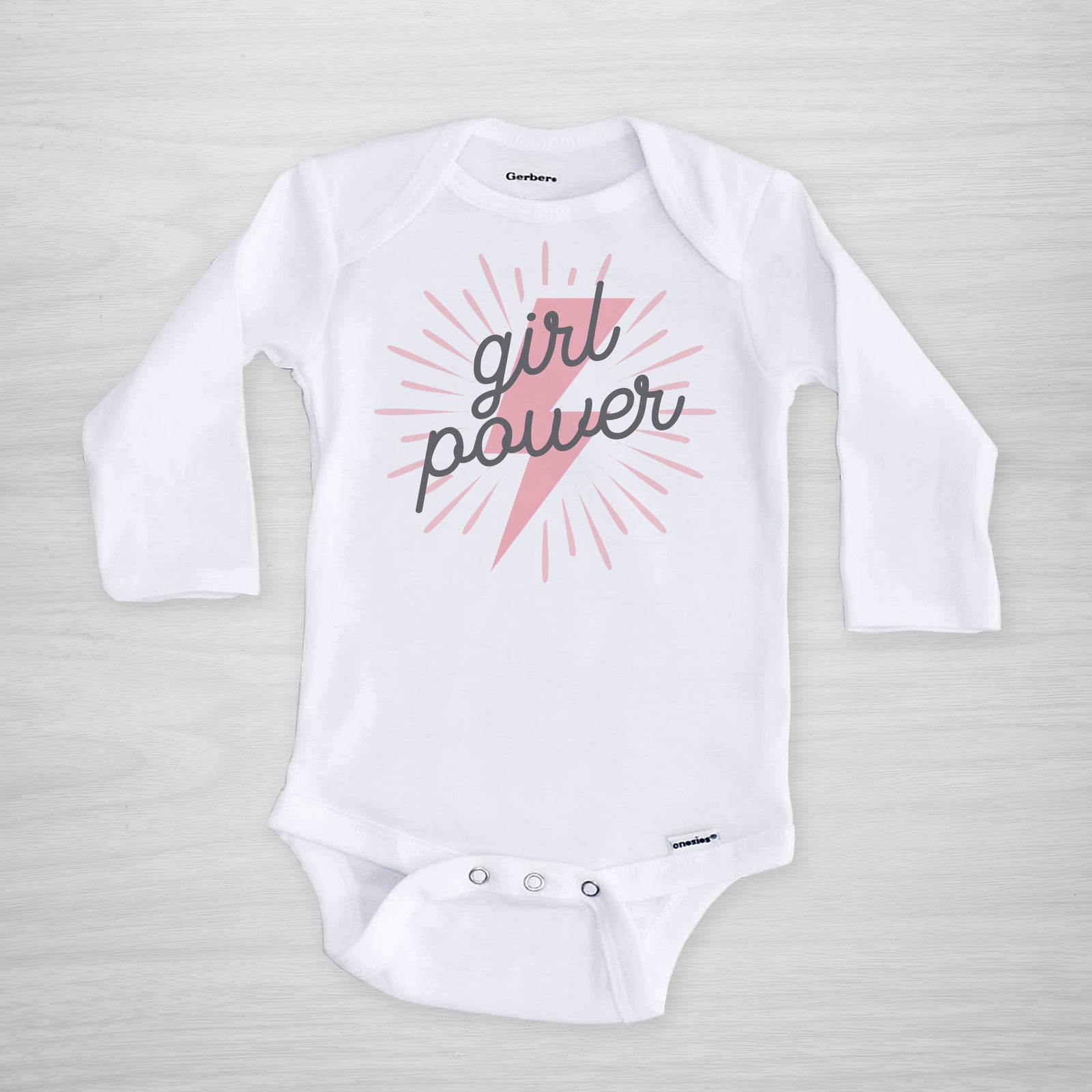 Girl Power Lightning Bolt Gerber Onesie, Pipsy.com, long sleeved