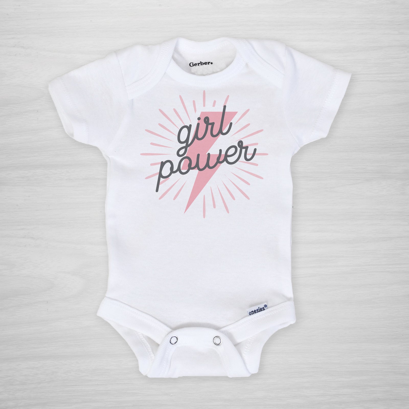 Girl Power Lightning Bolt Gerber Onesie, Pipsy.com, long sleeved