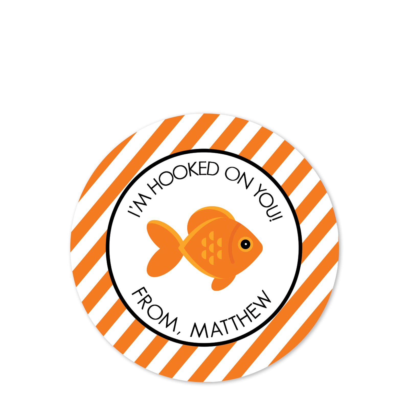 Goldfish Valentine's Day Stickers | 2.5" Round Valentine's Day Sticker for candy bag | Classroom Party | Personalized stickers | PIPSY.COM