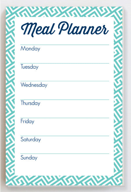 meal planner notepad with greek key design