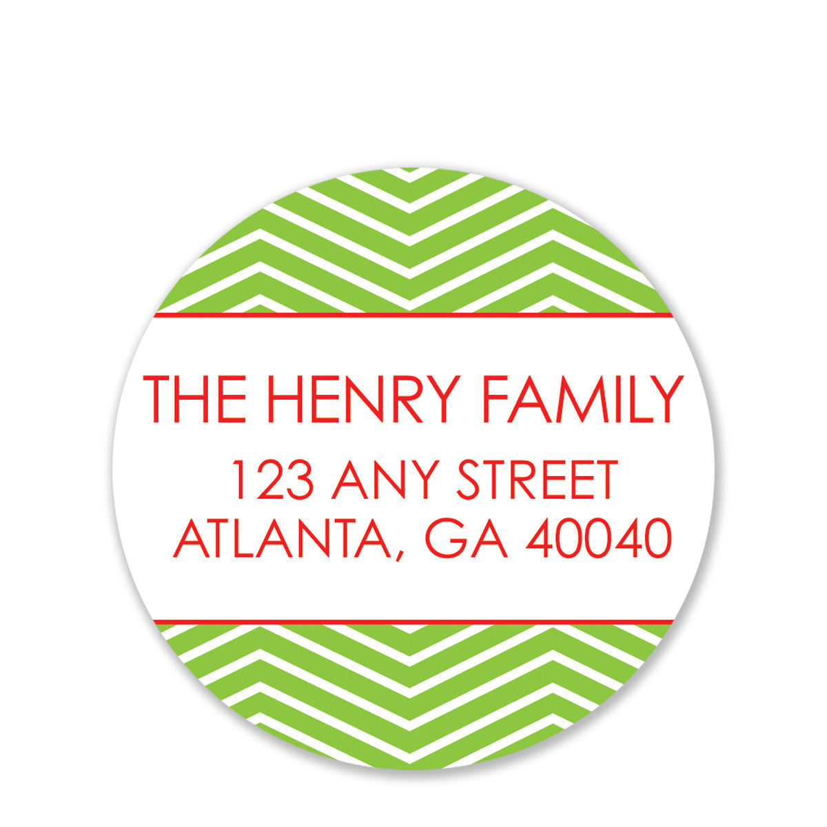 Green Chevron Round Return Address Stickers