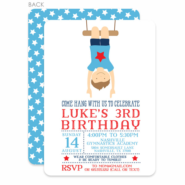 Gymnastic Boy Party Invitation TRY BEFORE You BUY Instant 