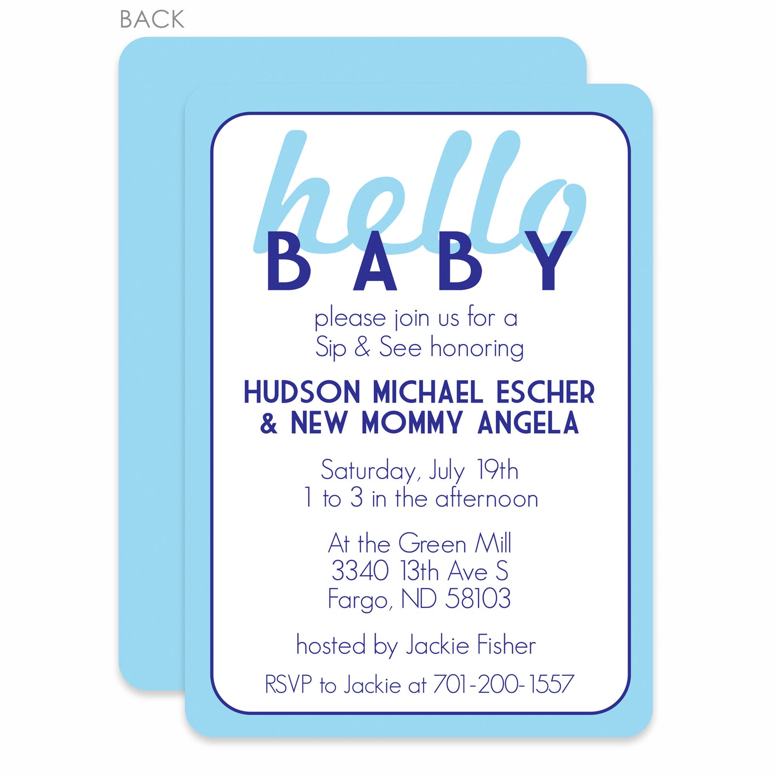 Hello, Baby! Blue Shower Invitation