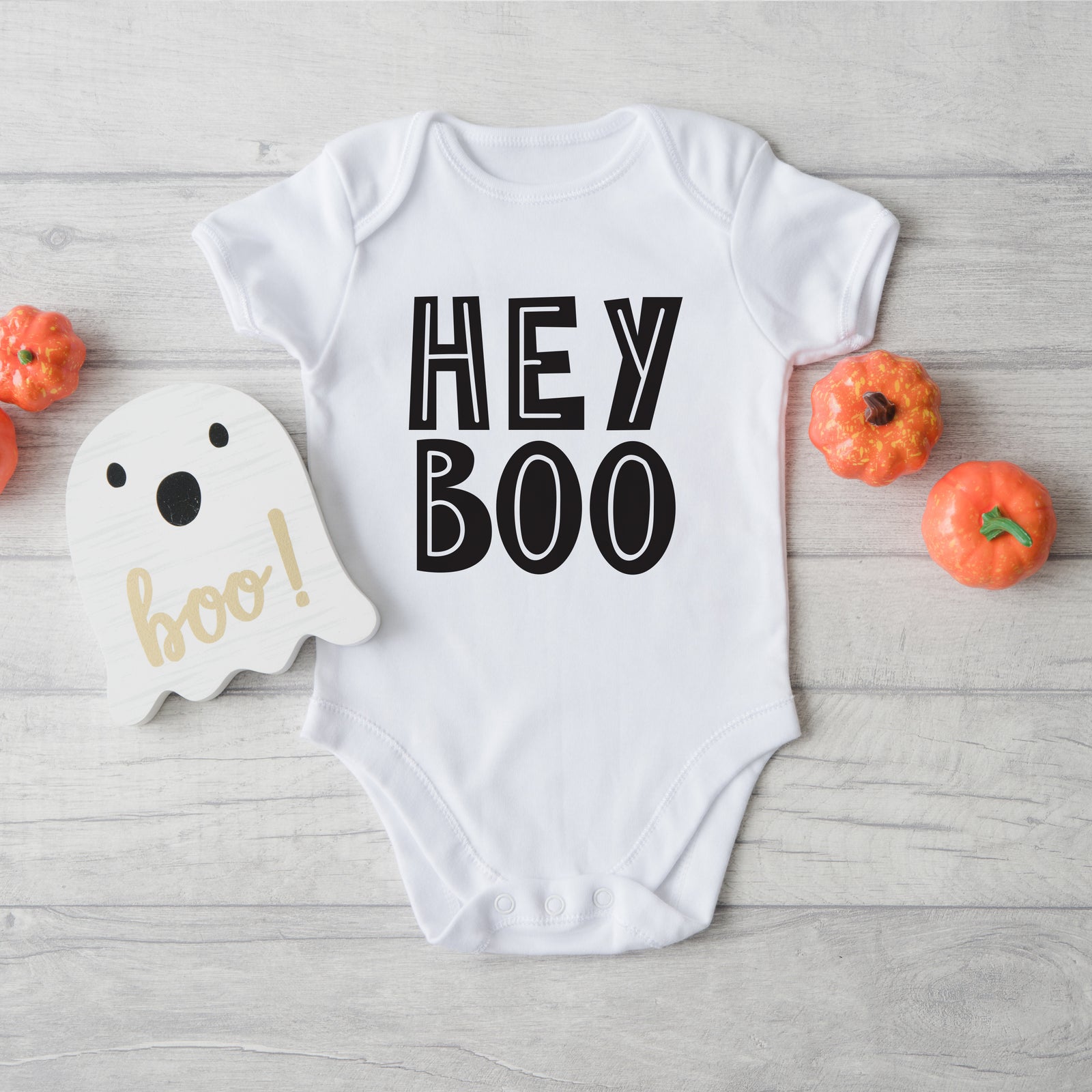 Hey Boo Halloween onesie, long sleeved