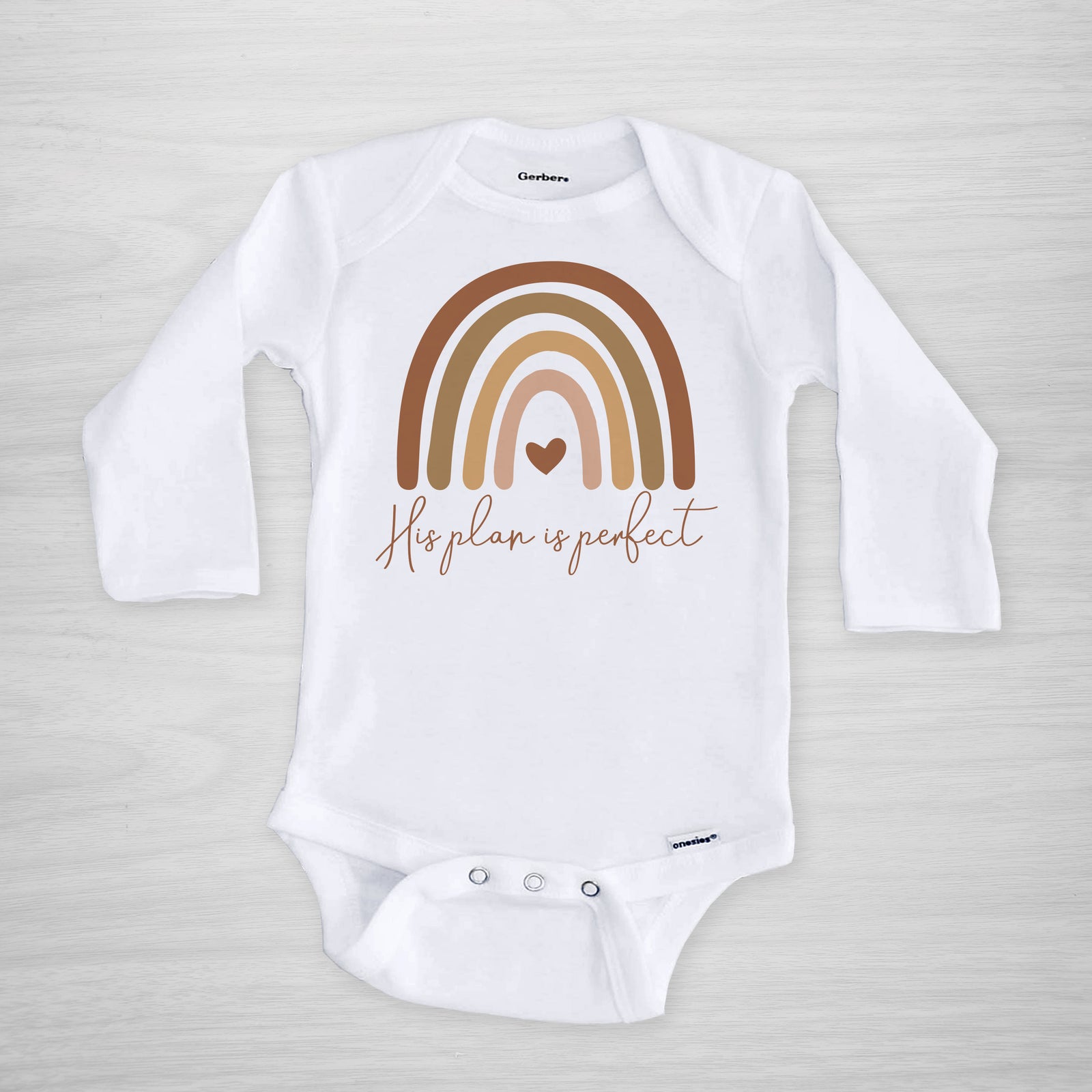 His Plan is Perfect Gender Neutral Boho Rainbow Onesie, short sleeved