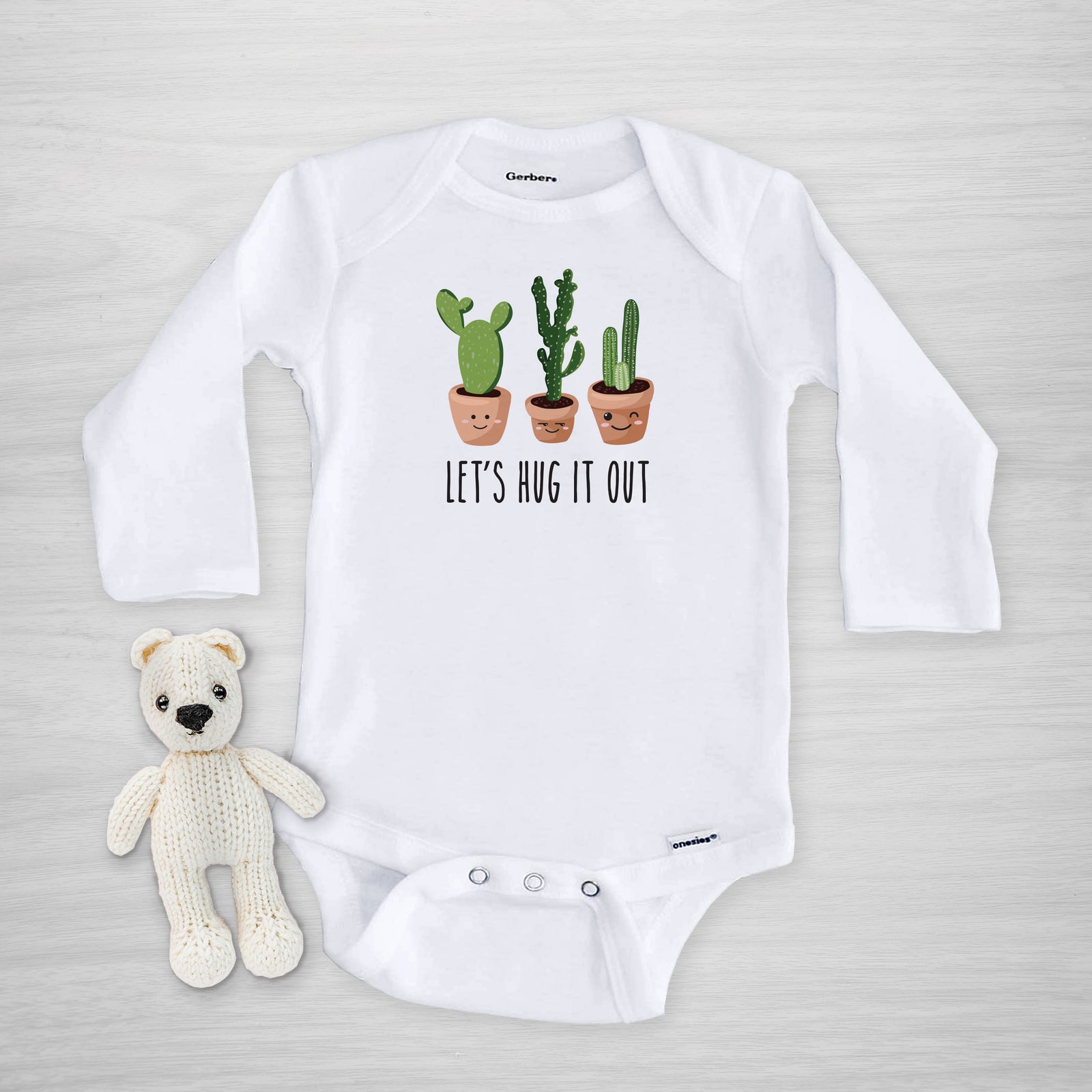 Cactus Onesie, Let's Hug it Out, Gerber, Long Sleeved