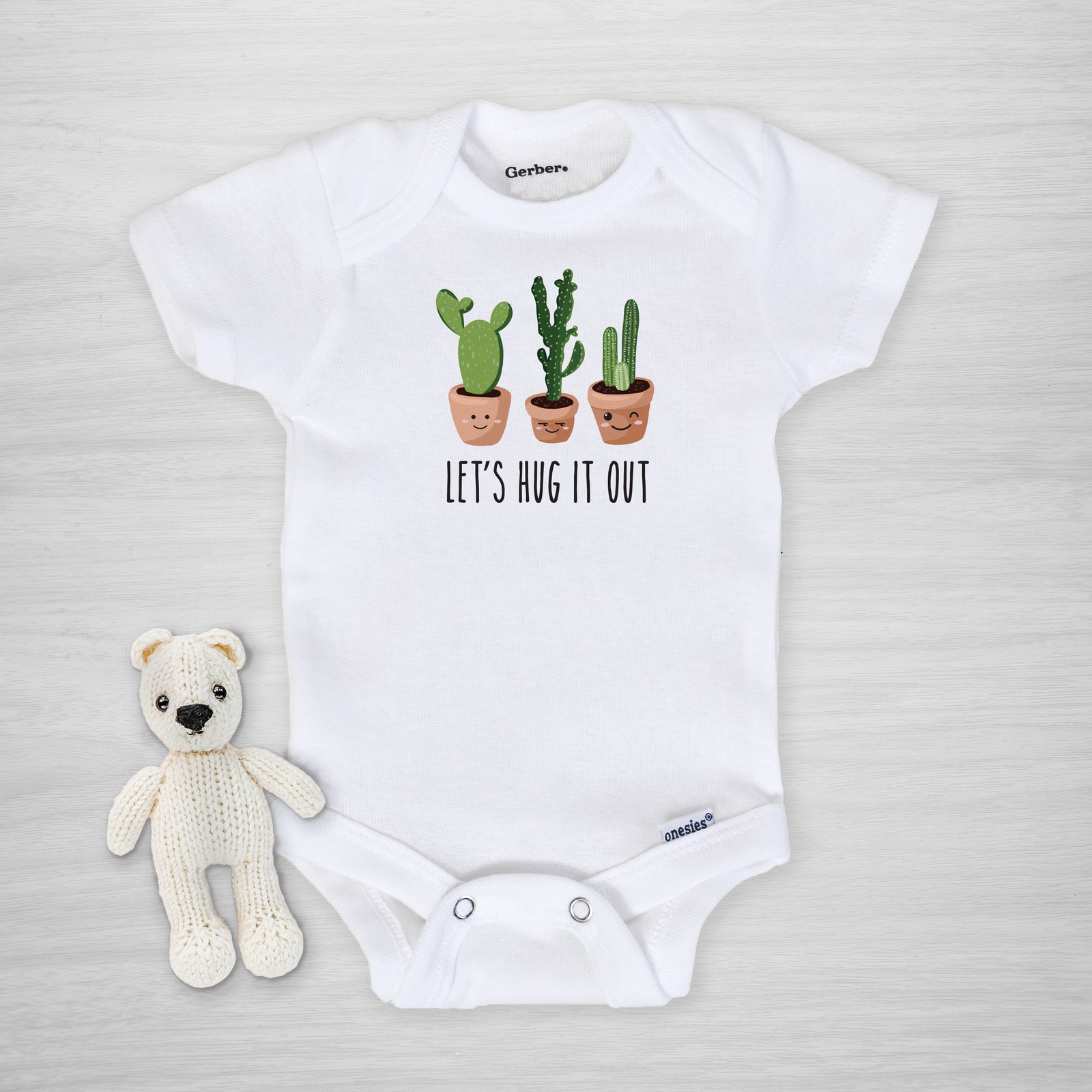 Cactus Onesie, Let's Hug it Out, Gerber, Long Sleeved