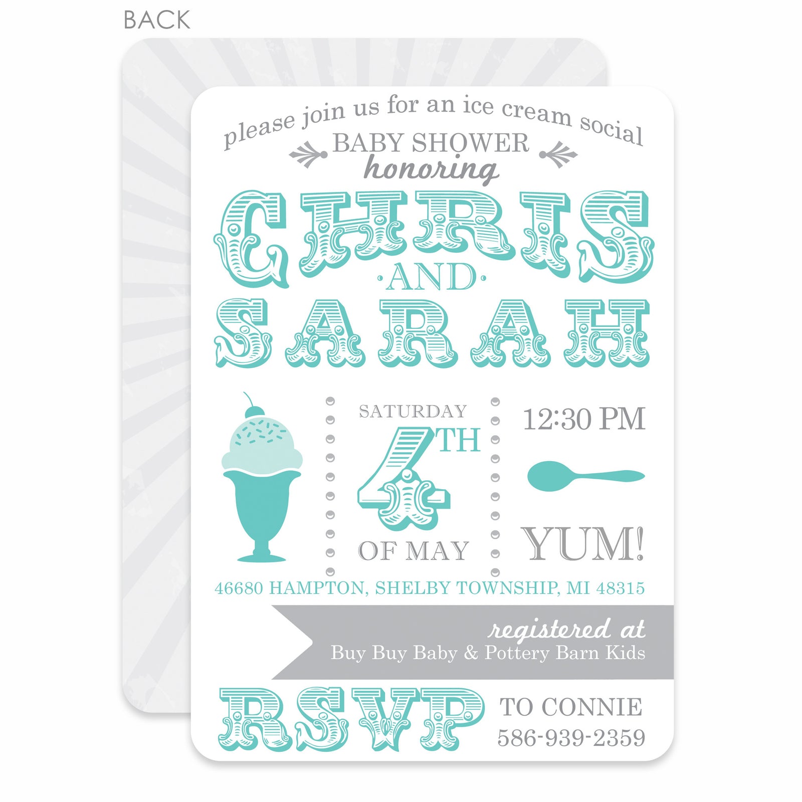 Ice Cream Baby Shower Invitation