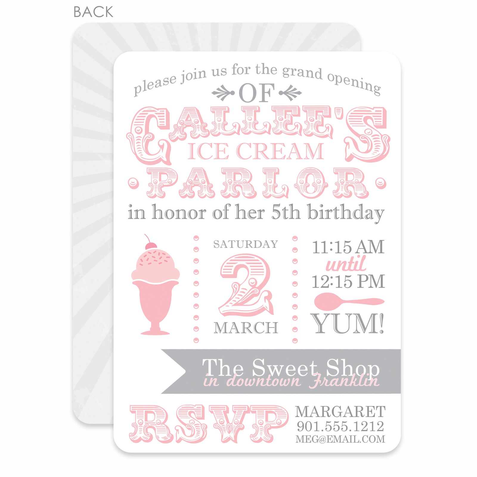 Ice Cream Parlor Birthday Invitation | Pipsy.com | Pink