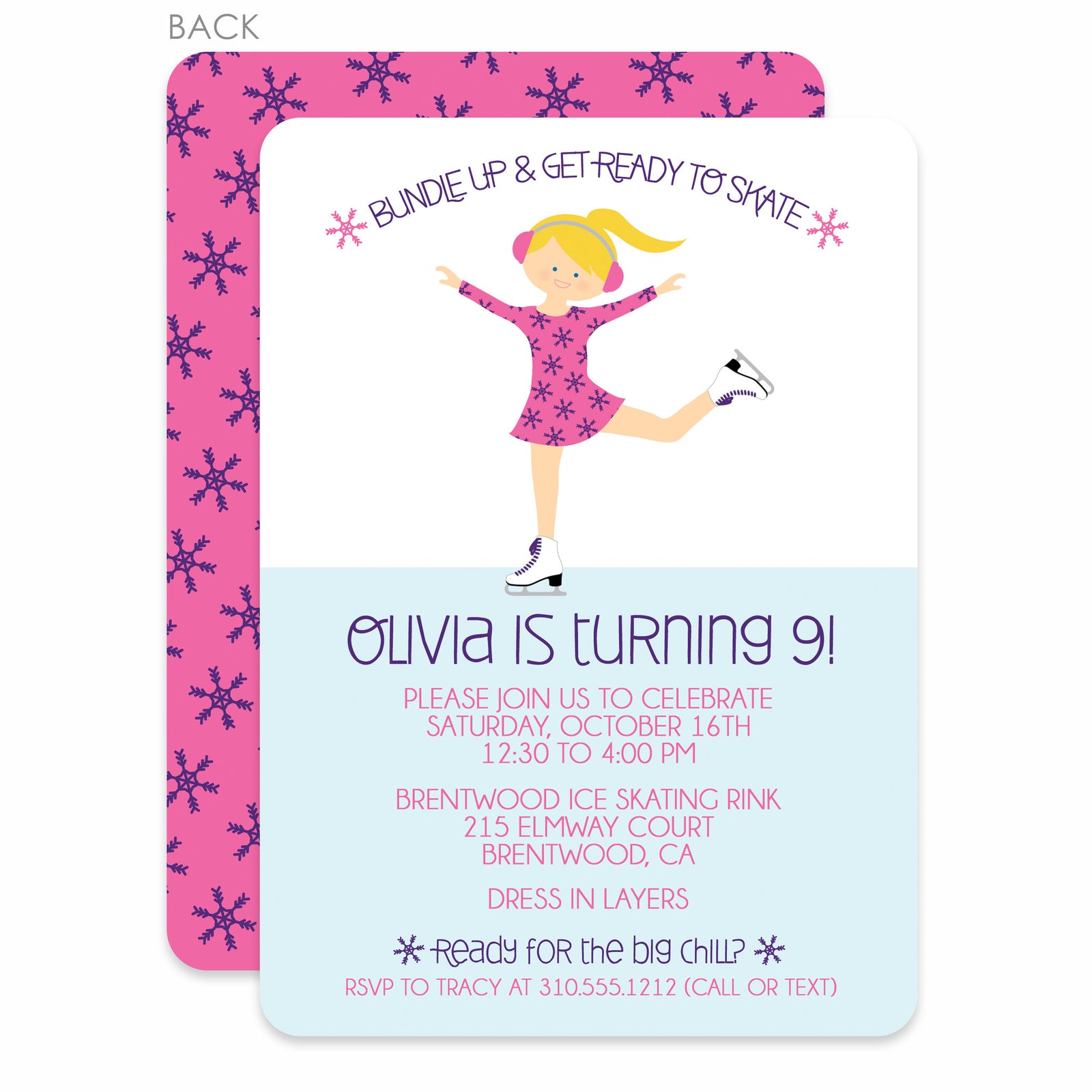 Ice Skating Party Birthday Invitation | Pipsy.com | Pink