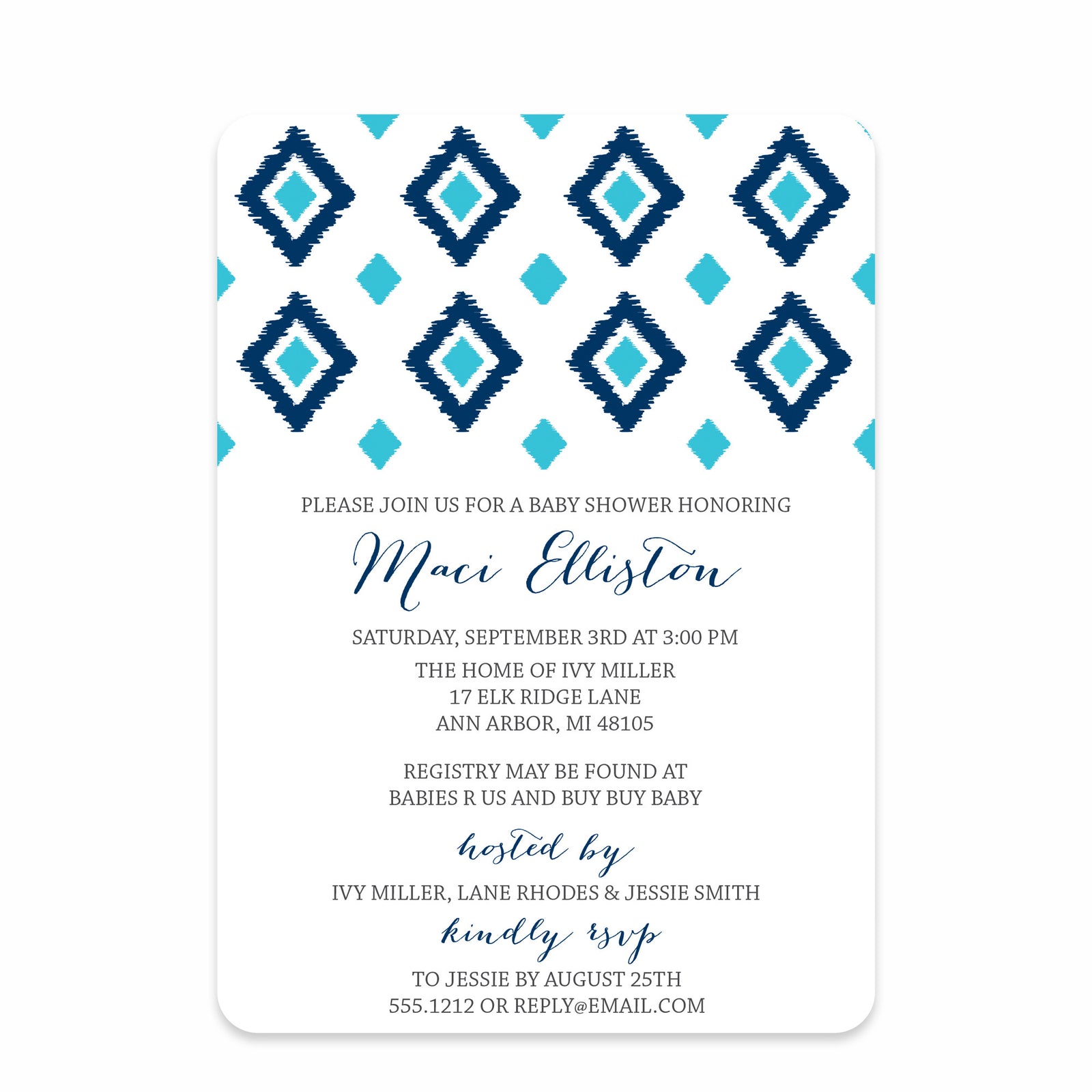 Ikat Baby Boy Shower Invitation