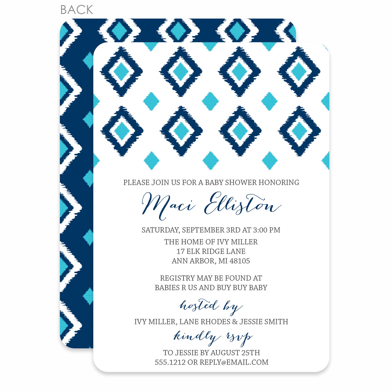 Ikat Baby Boy Shower Invitation