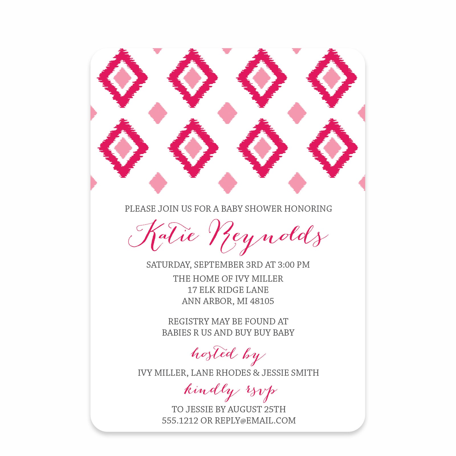 Ikat Girl Baby Shower Invitation