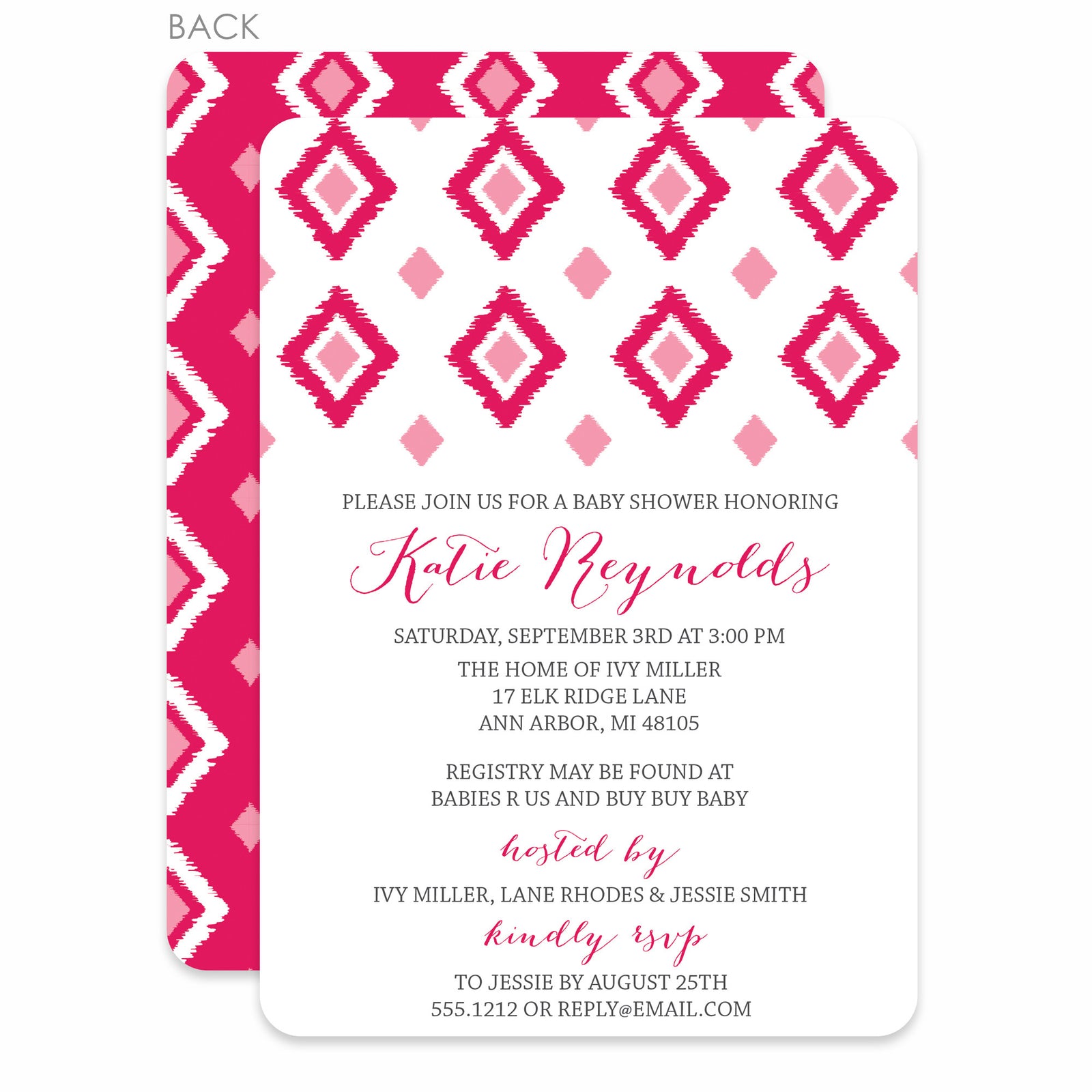 Ikat Girl Baby Shower Invitation