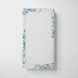 Blue and Pink Floral Personalized Crib Sheet