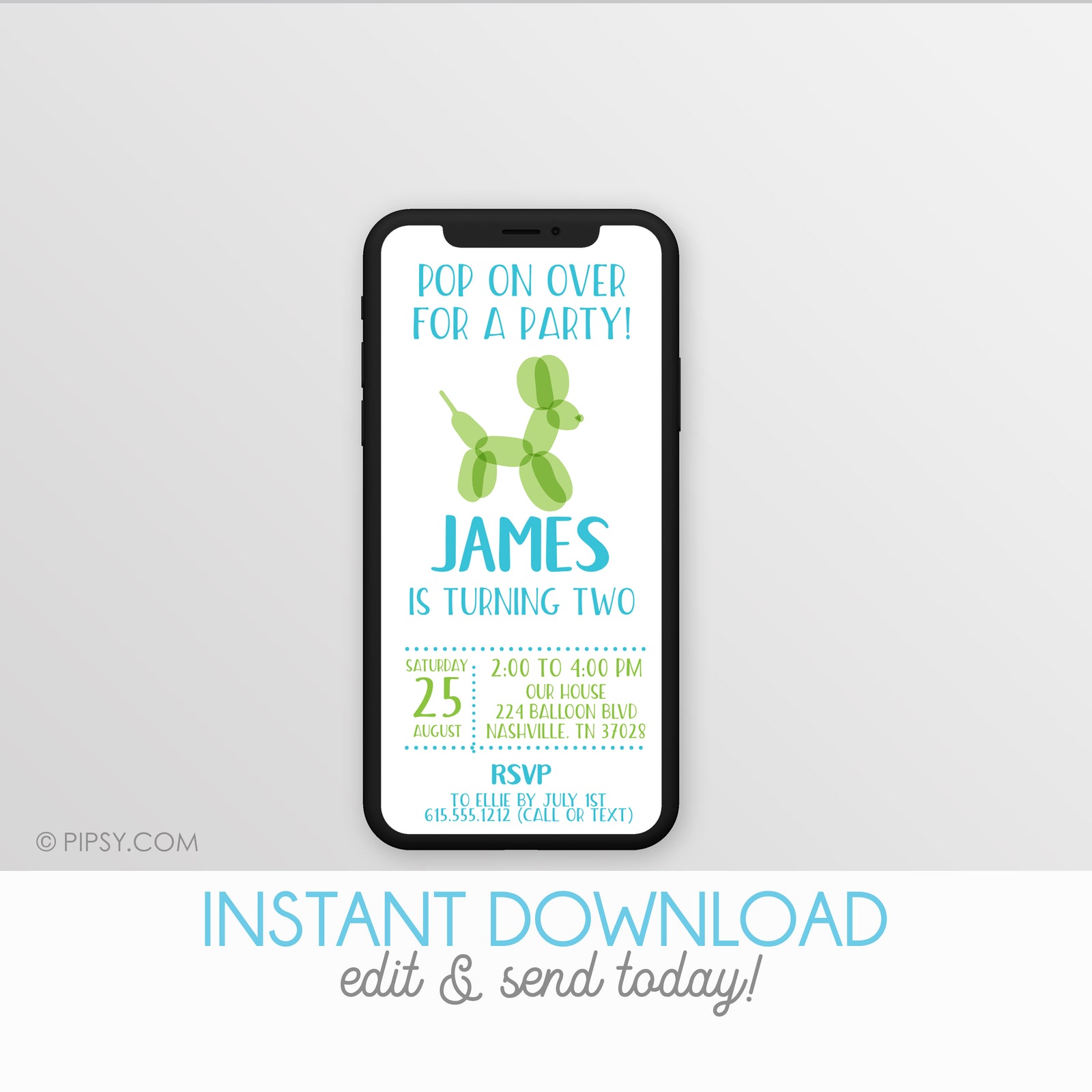 Balloon Animal iPhone Invitation | PIPSY.COM