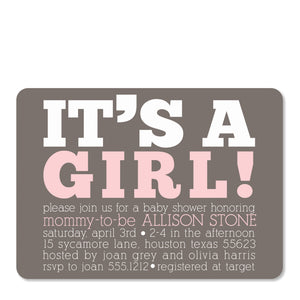 It's A Girl Baby Shower Invitation
