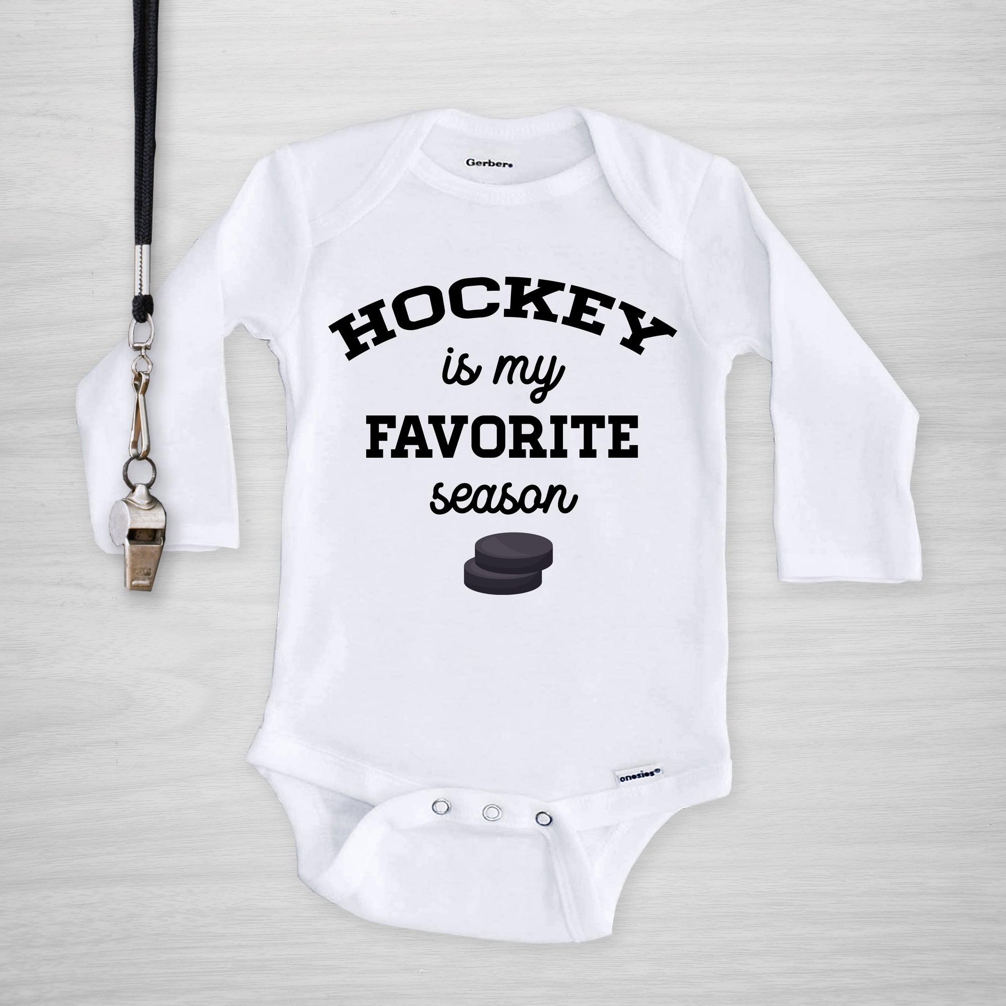 Hockey Is My Favorite Season Gerber Onesie®, long sleeved, PIPSY.COM