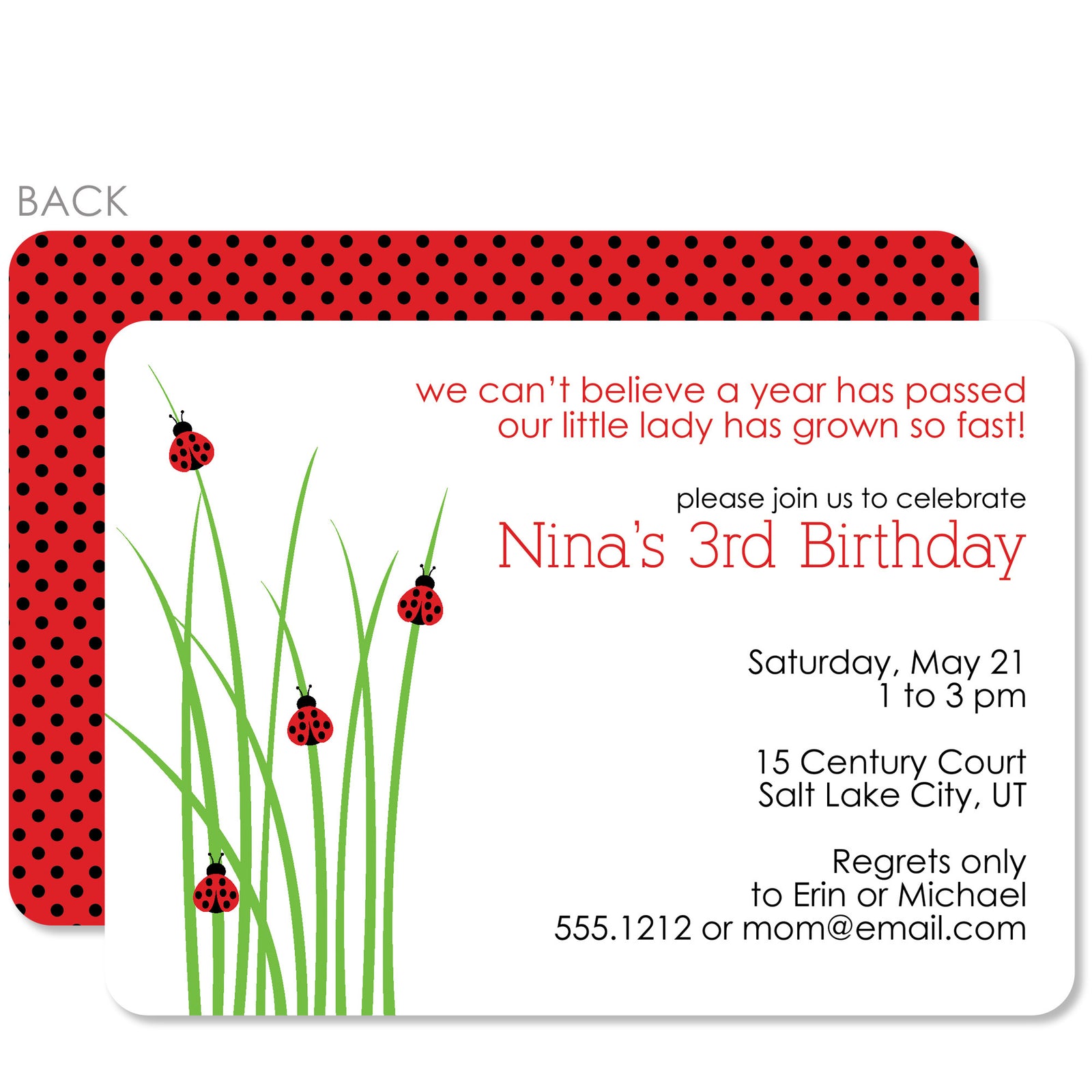 Ladybug Party Birthday Invitation | Pipsy.com | Red