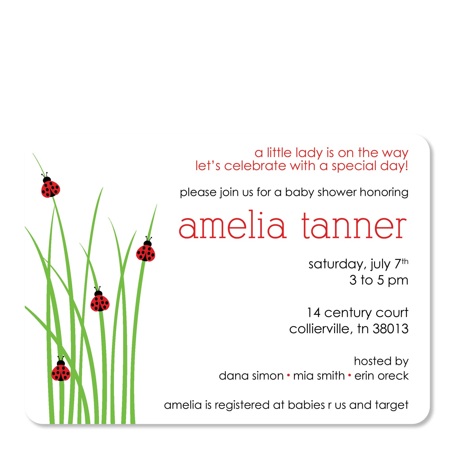 Ladybug Baby Shower Invitation