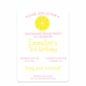 Lemonade Stand Birthday Invitation | Pipsy.com (front view)
