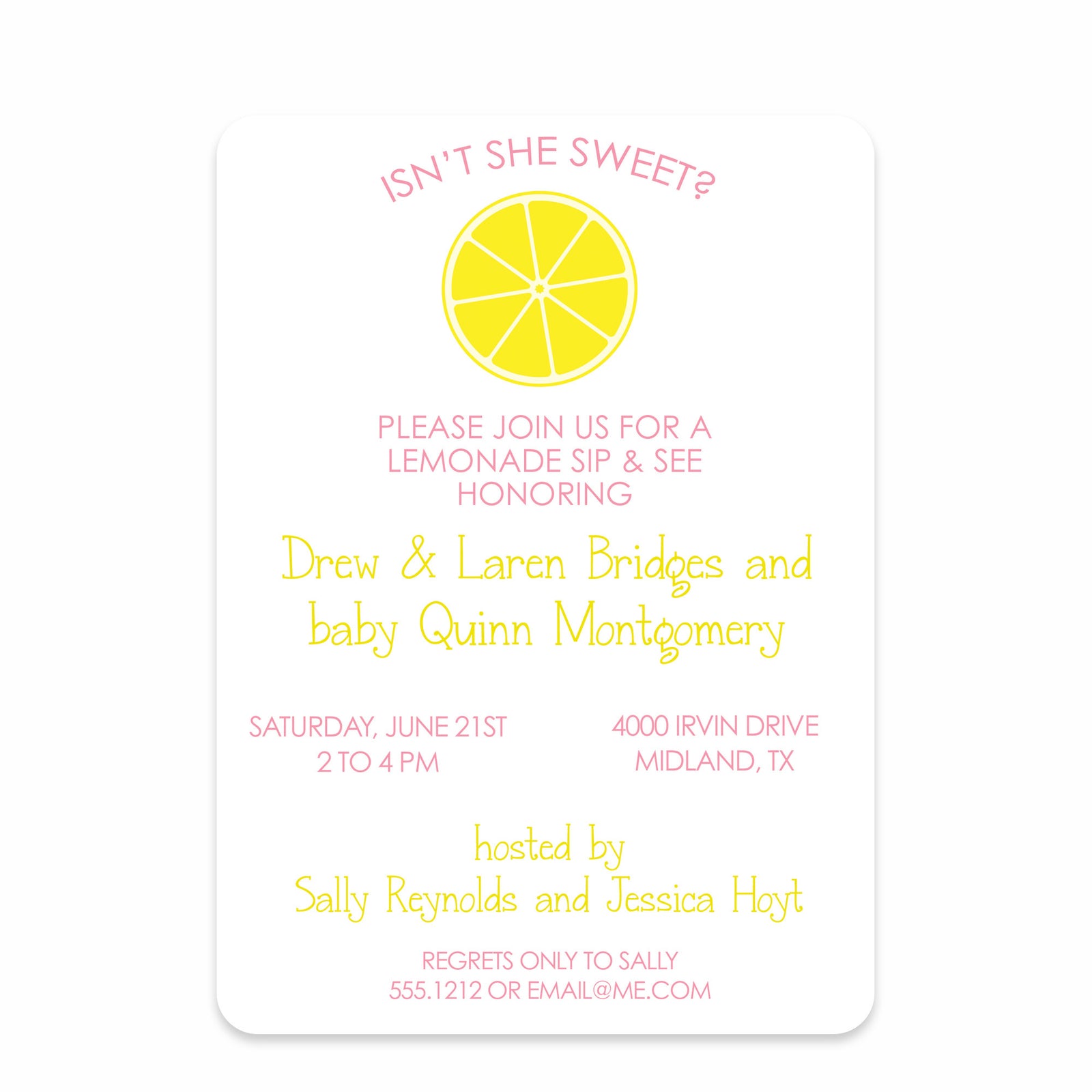 Lemonade Stand Sip And See Invitation