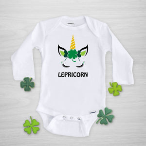 Lepricorn St. Patrick's Day Gerber Onesie, long sleeved
