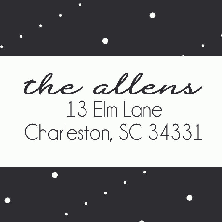 Little Christmas in black and white square return address sticker