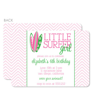 Little Surfer Girl Birthday Party Invitation , Printed on premium heavyweight cardstock. from Pipsy.com 