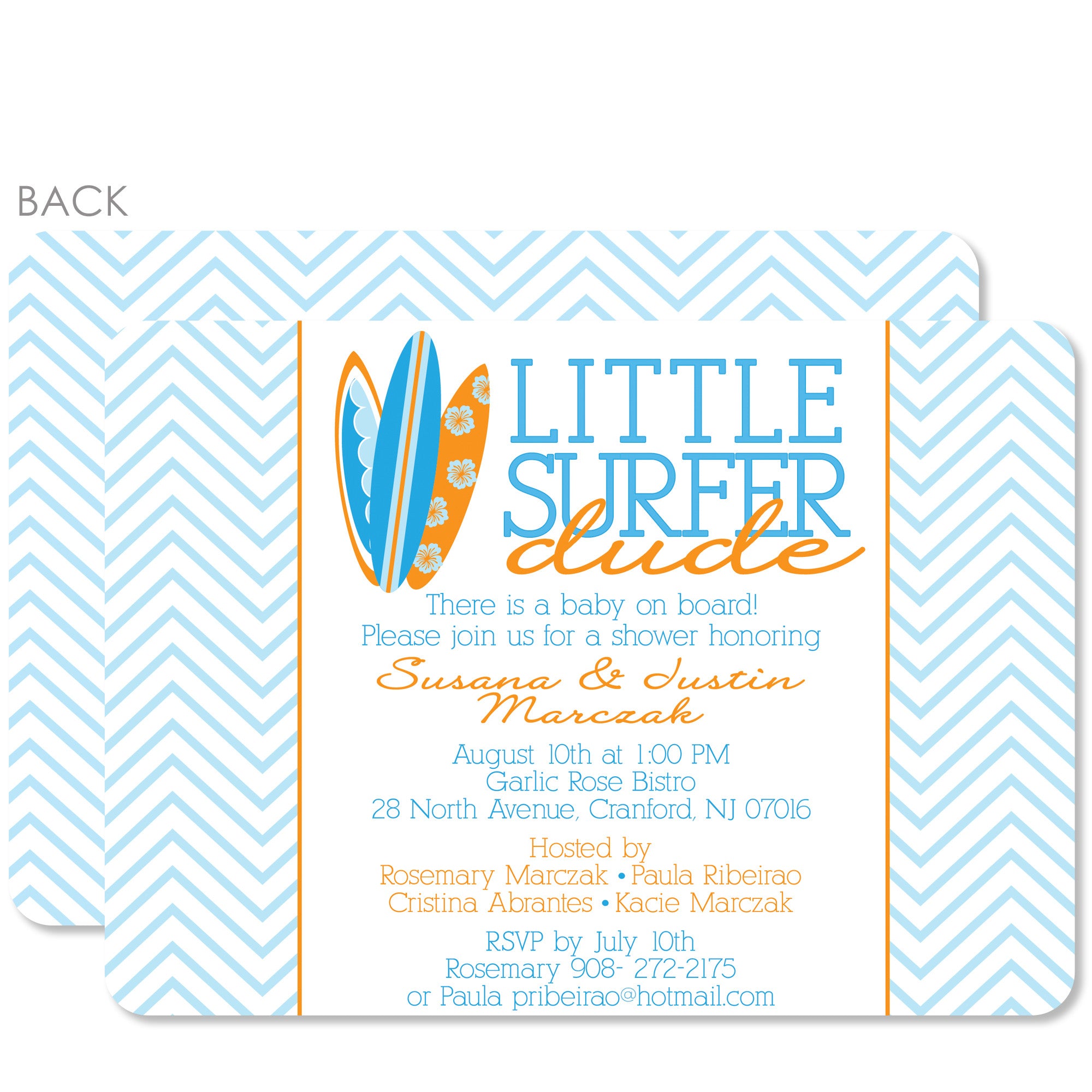 Little Surfer Dude Baby Shower Invitation