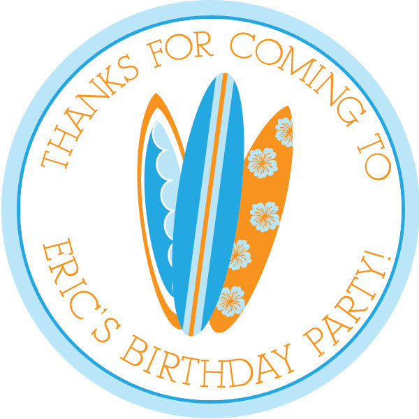 Little surfer dude favor sticker