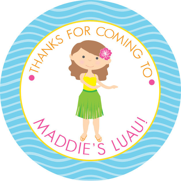 Luau round favor tag