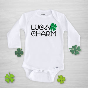 Lucky Charm St. Patrick's Day Shamrock Gerber Onesie, long sleeved