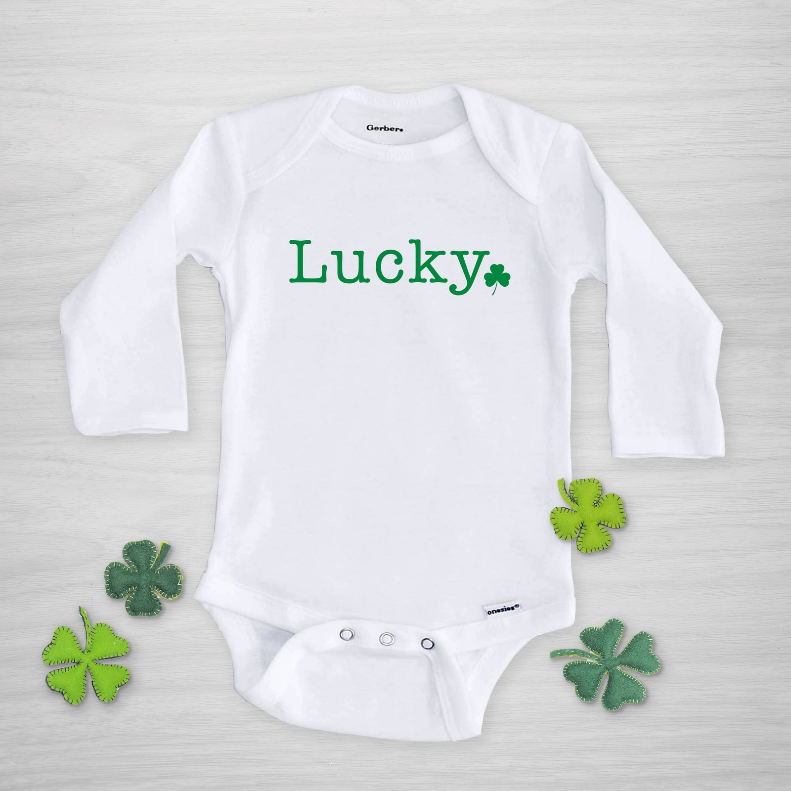 Lucky Shamrock Onesie for St. Patricks Day, Genuine Gerber Onesie, Pipsy.com